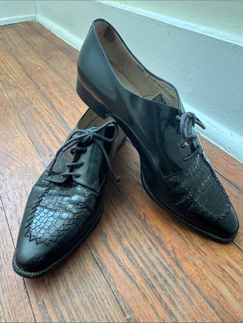 Vintage Bally Black Leather Oxford Made in Italy